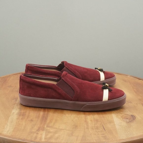 Stuart Weitzman Burgundy Suede Loafers - Picture 1 of 11